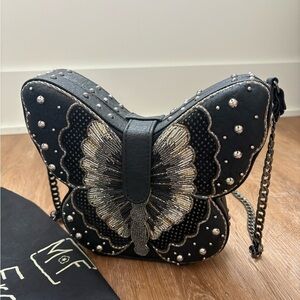 Mary Frances Black and Silver Butterfly Crossbody Bag